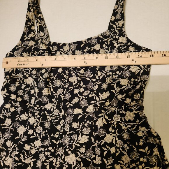 ❤️ 4/$20 Old Navy dress Women's XS Black ivory floral Sleeveless summer flare - Picture 4 of 13